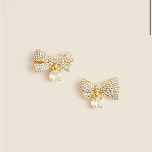 J crew Pavé bow drop earrings